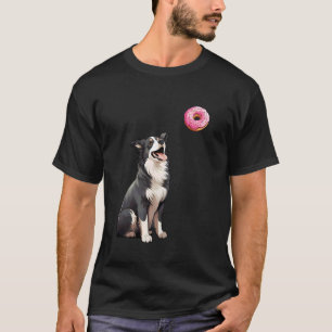Border Collie Staring At Doughnut, Funny Border Co T-Shirt
