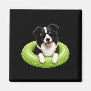 Border Collie Summer Shirt Cute Dog Pool Float Magnet