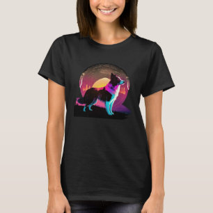 Border Collie Synthwave 80s Retrowave Aesthetic T-Shirt