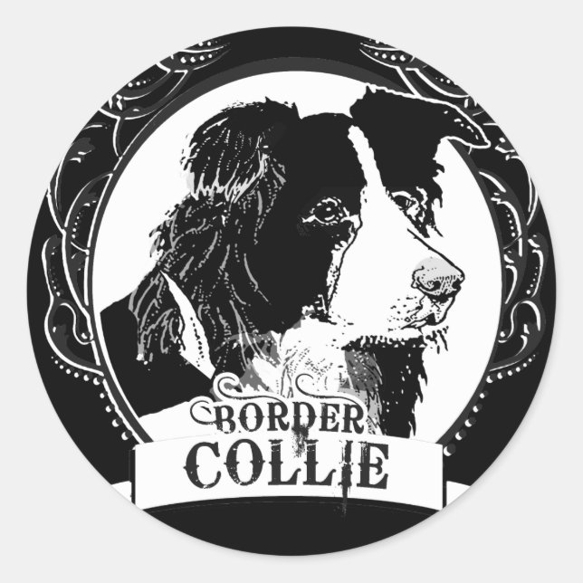 Border Collie T-shirt Classic Round Sticker (Front)