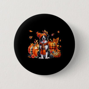 Border Collie Thanksgiving Leopard Pumpkins Fall L 2 Inch Round Button