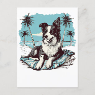 Border-collie the beach postcard
