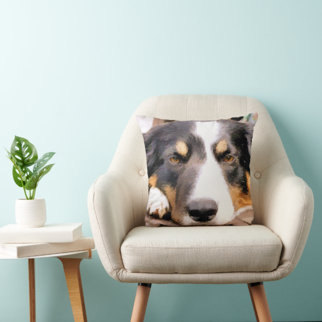 BORDER COLLIE THROW PILLOW (Chair)