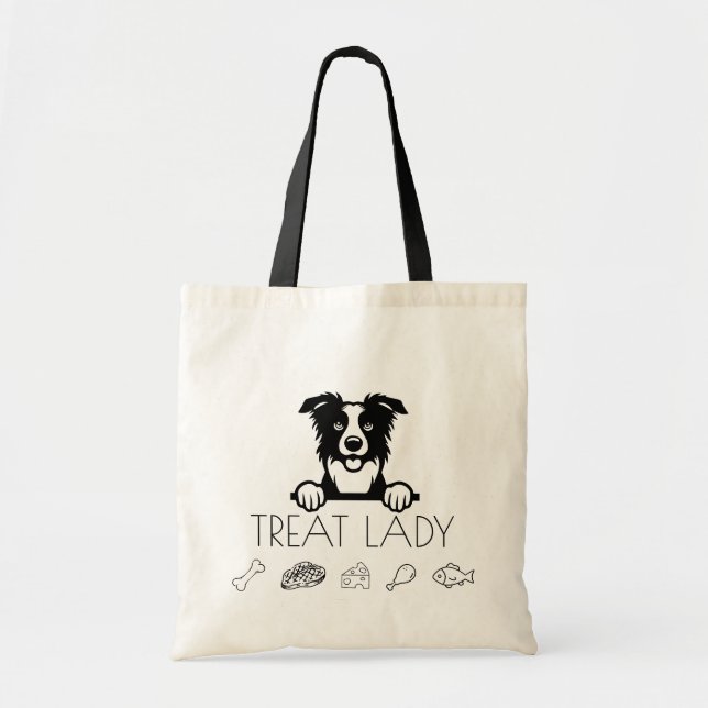 Border Collie "Treat Lady" Tote Bag (Front)