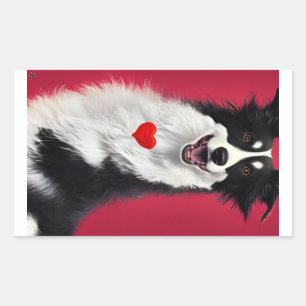 border collie valentines cartoon sticker