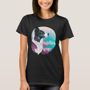 Border Collie Vaporwave Retrowave Aesthetic T-Shirt