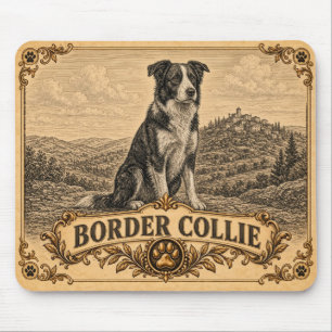 Border Collie, Vintage Heritage Dog Mouse Pad