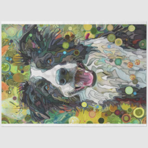 Border Collie Vivid Painting Decoupage  Tissue Paper