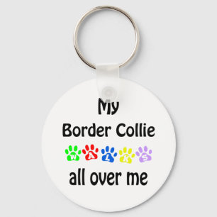 Border Collie Walks Design Keychain
