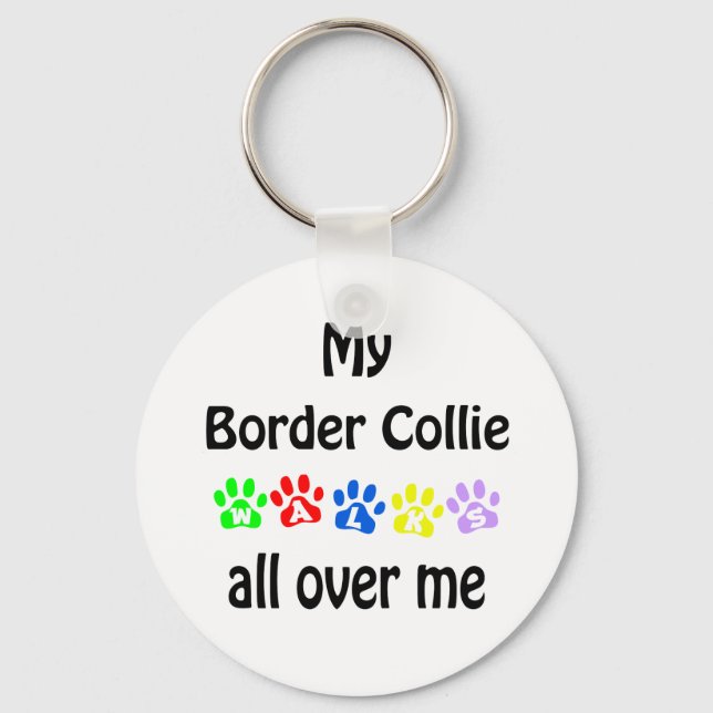 Border Collie Walks Design Keychain (Front)