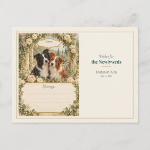 Border Collie Wedding Guest Book Wishes Postcard