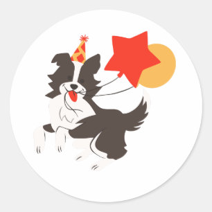 Border Collie with Balloons Cute Dog Sticker