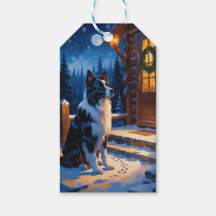 Border Collie With Christmas Lights Holiday Gift Tags