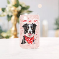 Border Collie with Red Heart Bandana Christmas