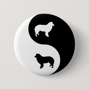Border Collie Yin Yang 2 Inch Round Button
