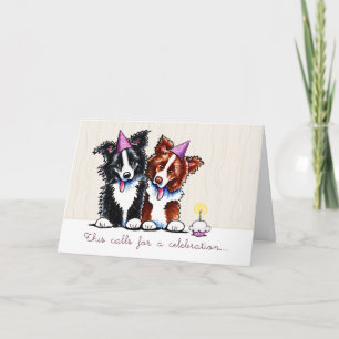 Border Collies Celebrate Cupcake Custom Message Card
