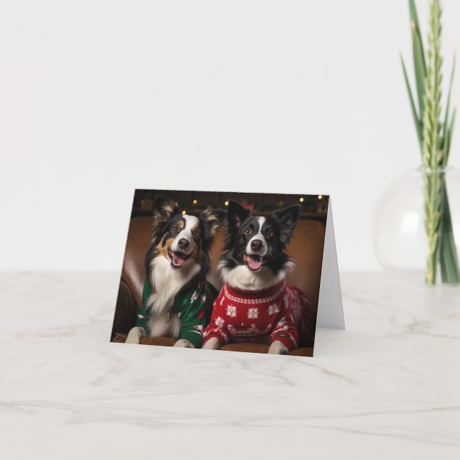 Border Collies Christmas Card (Front)