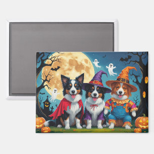 Border Collies Dogs Pumpkin Halloween Funny Magnet