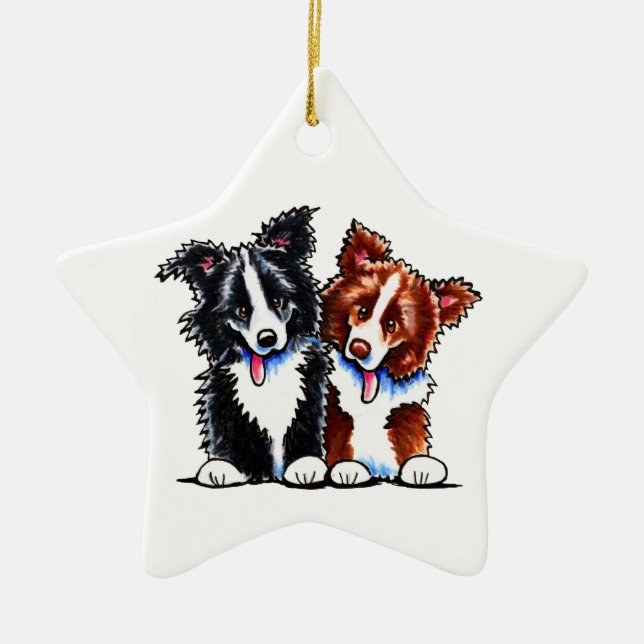 Border Collies Little League Ceramic Ornament (Front)