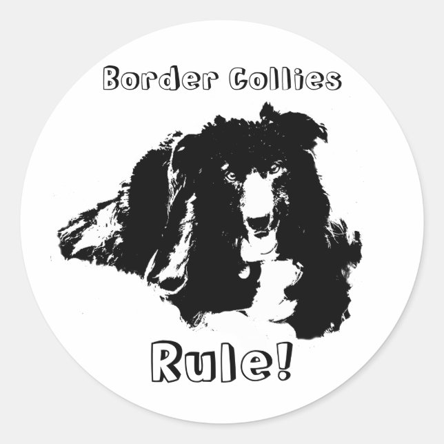 Border Collies Rule Funny Dog Sticker (Front)