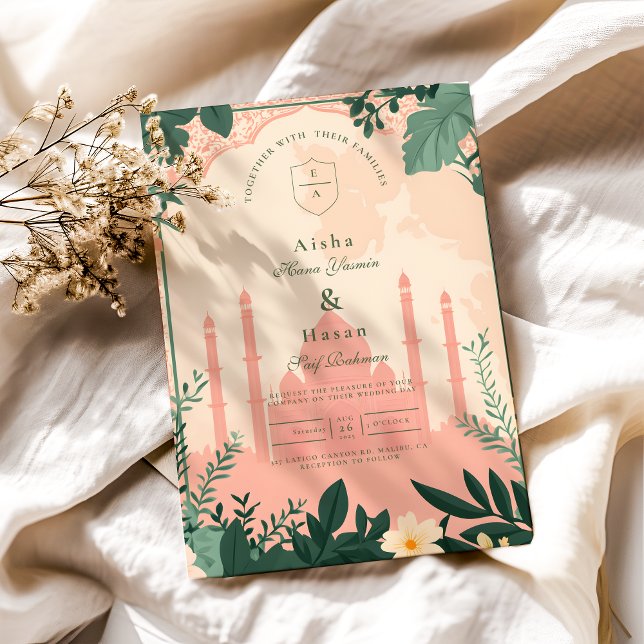 Border  Elegant Floral Islamic Wedding Invitation (Creator Uploaded)