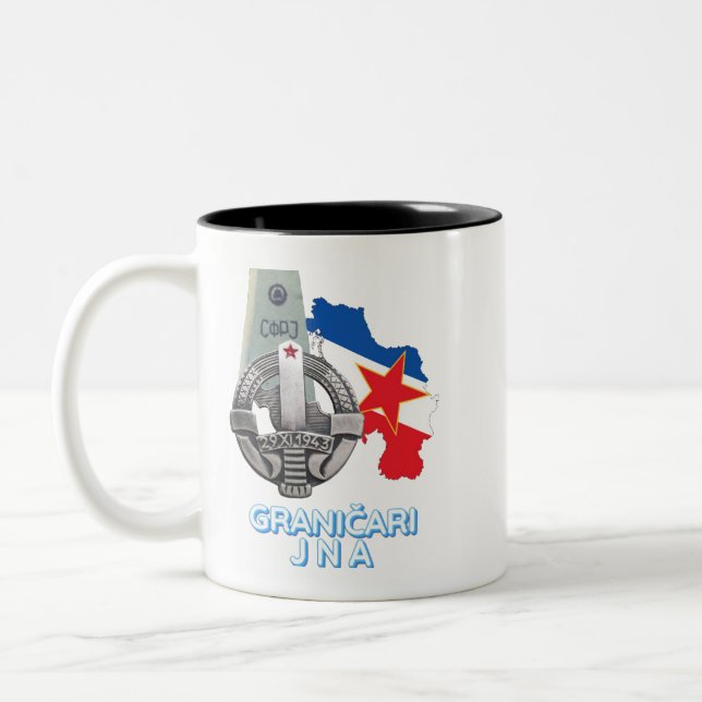Border guards JNA badge (Granicari JNA znacka) Two-Tone Coffee Mug (Left)