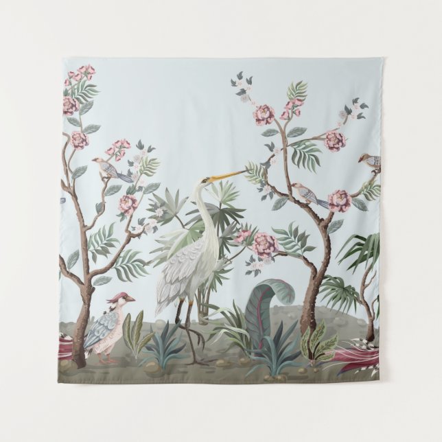 Border in chinoiserie style with storks and peonie tapestry (Front)
