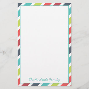Border of Diagonal Stripes Customized Stationery