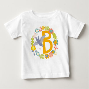 Border of Wildflowers Yellow Red Alphabet Letter B Baby T-Shirt