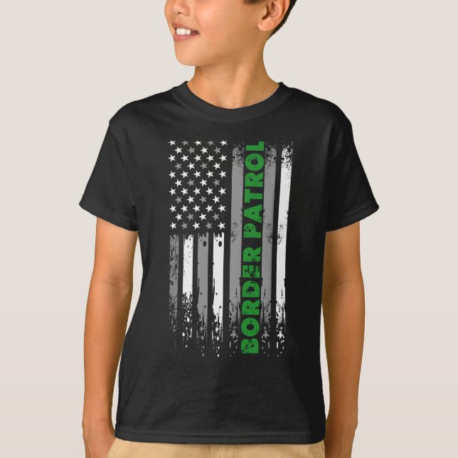 Border Patrol - Thin Green Line Patriot Law Enforc T-Shirt (Front)