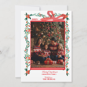 Border Ribbon Bow Christmas Card