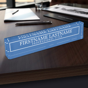 Border Royal Blue Basic Name & Professional Title Nameplate