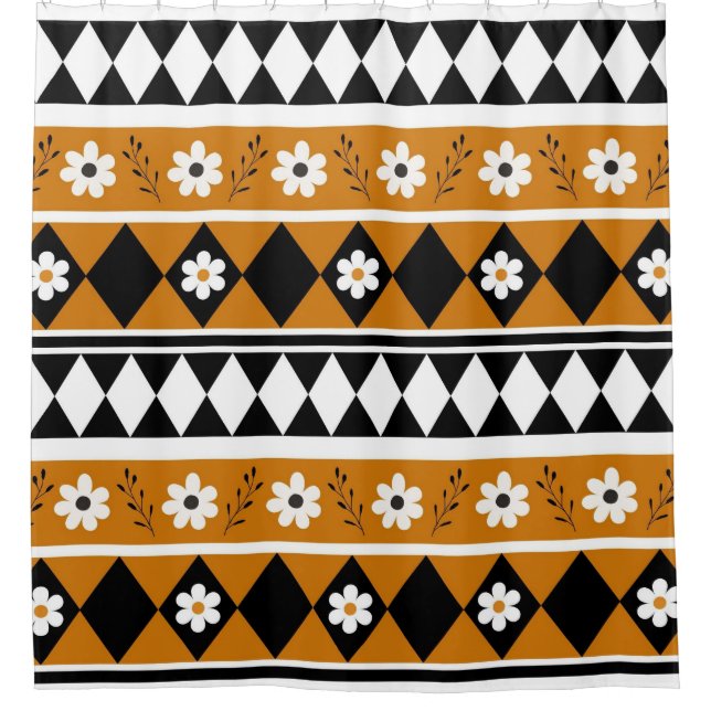 Border Stripe Flower Diamond Boho Floral Pattern (Front)