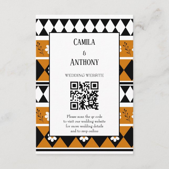 Border Stripe Flower Diamond Boho Floral Pattern Enclosure Card (Front)