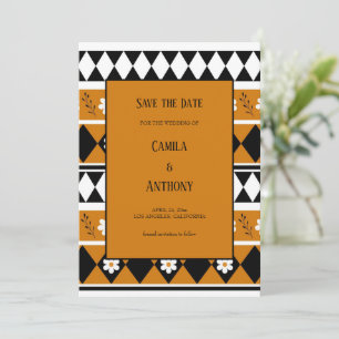Border Stripe Flower Diamond Boho Floral Pattern Invitation