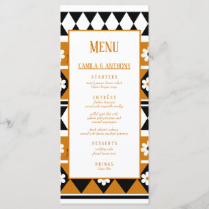 Border Stripe Flower Diamond Boho Floral Pattern Menu