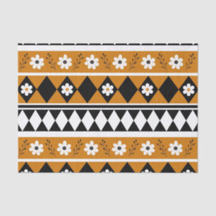 Border Stripe Flower Diamond Boho Floral Pattern Tissue Paper