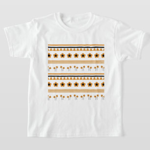 Border Stripe Flower Triangle Boho Pattern T-Shirt