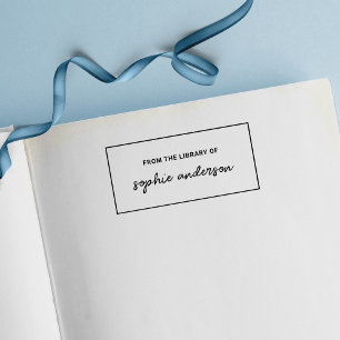 Border Stylish Script Name From The Library Of Self-inking Stamp