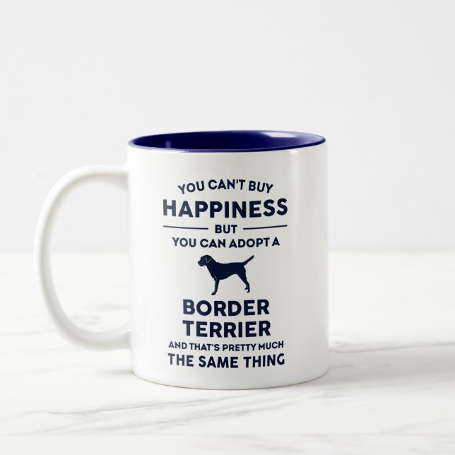 Border Terrier Adoption Happiness Two-Tone Coffee Mug (Left)