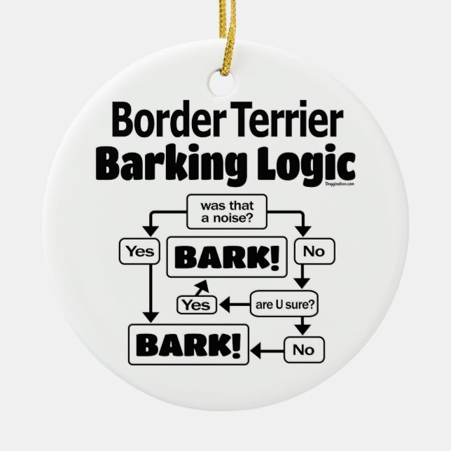 Border Terrier Barking Logic Ceramic Ornament (Front)