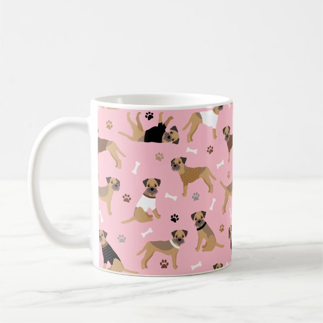 Border Terrier Bones and Paws Coffee Mug (Left)