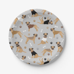 Border Terrier Bones and Paws Paper Plate