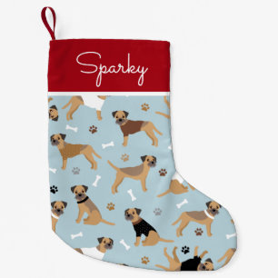 Border Terrier Bones and Paws Small Christmas Stocking