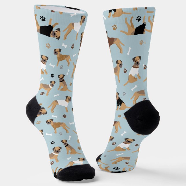Border Terrier Bones and Paws Socks (Angled)
