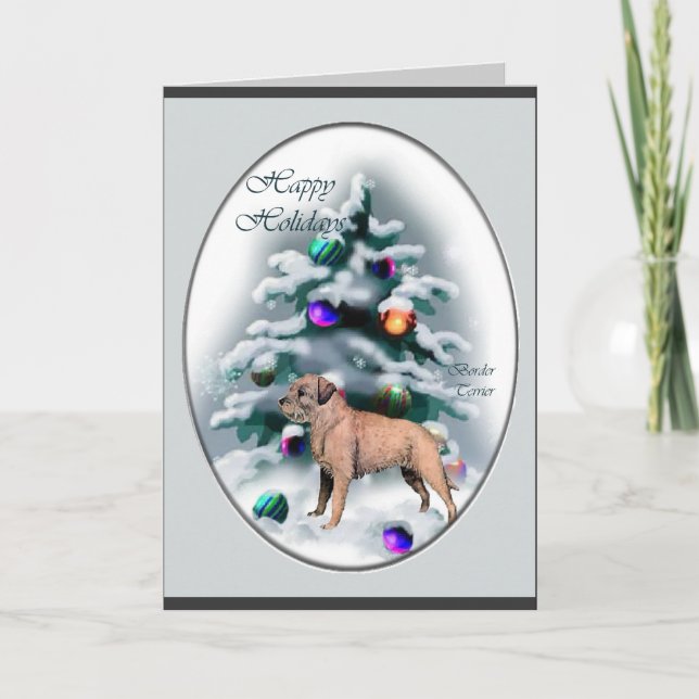 Border Terrier Christmas Gifts Holiday Card (Front)
