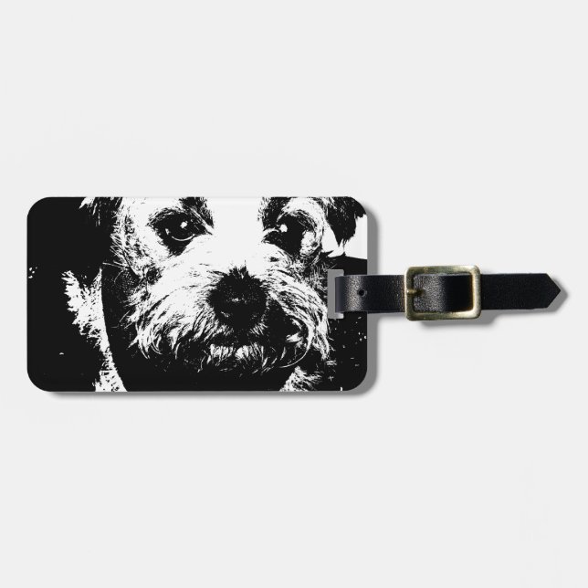 Border terrier cowboy dog. luggage tag (Front Horizontal)