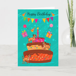 Border Terrier Dog And Cake Birthday Greeting Card
