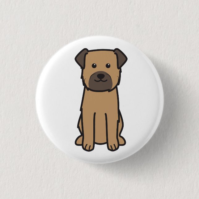Border Terrier Dog Cartoon 1 Inch Round Button (Front)