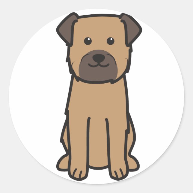 Border Terrier Dog Cartoon Classic Round Sticker (Front)
